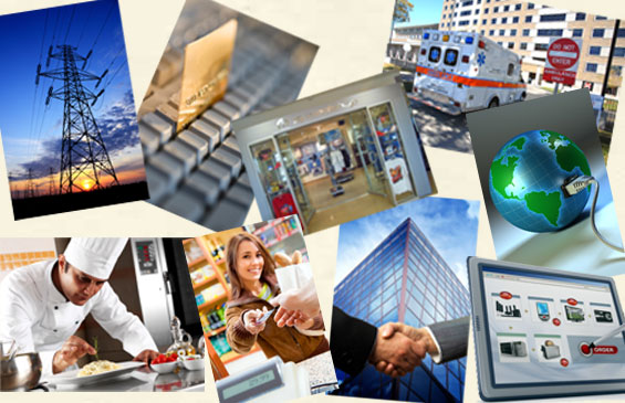 Collage of business types supported